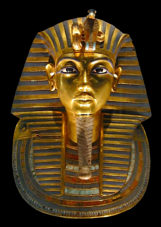 The funeral mask of Tutankhamun, a magnificent work of goldsmithery