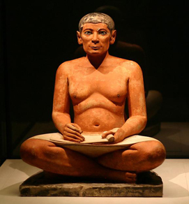 Discover the hieroglyphs and do like the seated scribe of the Louvre Museum