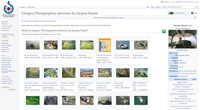 Copie d’écran de la catégorie Photographies aériennes de Jacques Dassié sur Wikimedia Commons