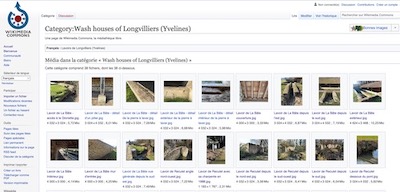 Capture d'écran de la catégorie lavoirs de Longvilliers sur Commons