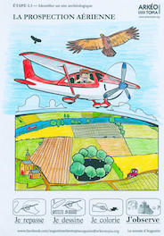 Step 2.4, aerial survey hand-colored by Chris Esnault with colored pencils