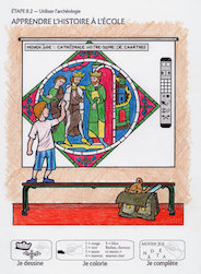 Step 8.2, History Lessons at School, hand-colored by Christiane Angibous-Esnault