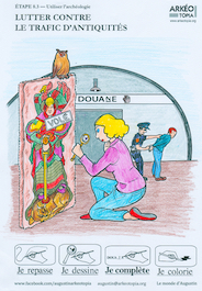 L'étape 8.3, lutter contre le trafic d'antiquités coloriée par Chris Esnault avec des crayons