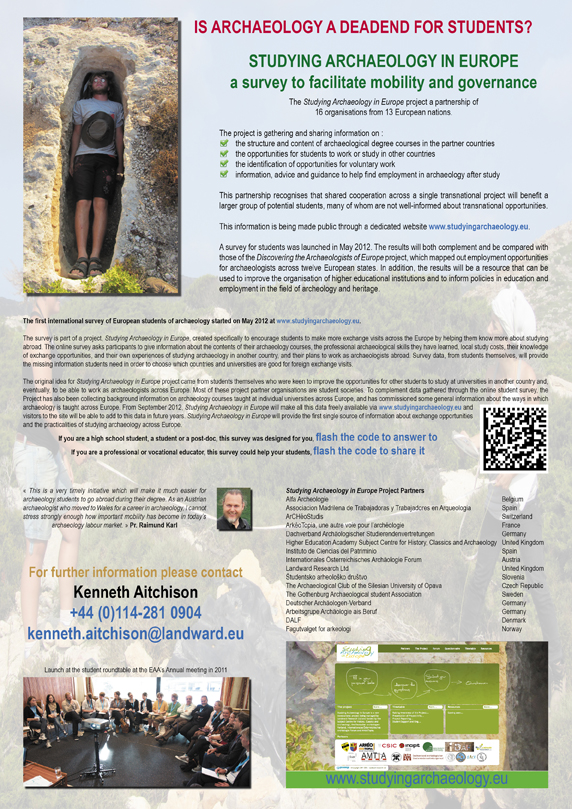 Poster du programme Studying Archaeology in Europe présenté à l'EAA 2012